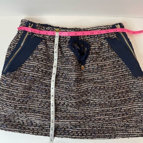 48.Color Block| Wool Tweed cotton blend|Size 38(EU)| Mini Skirt| Pockets - Picture 8 of 11